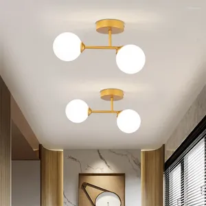 Ceiling Lights Modern Glass Light Minimalist Black Gold 1/2 Heads Indoor Lighting For Hallway Aisle Balcony Entryway Cloakroom Fixtures