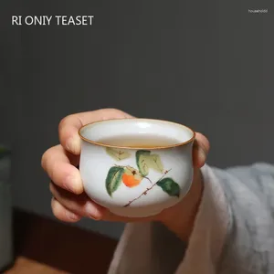 Tea koppar retro ruugn keramisk tecup rese bärbar meditation kopp handmålad blomma skål master handgjorda set tillbehör