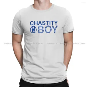 Herren T-Shirts CHASTITY BOY Blue Label O Neck TShirt BDSM Bondage Disziplin Dominanz Unterwerfung Klassisches Shirt Männer Tops Individualität