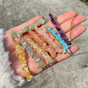 Hair Clips Women Crystal Clip Natural Stone Aventurines Quartz Beaded Hairpins Healing Quartzs Barrettes Bridal Headwear Accessories