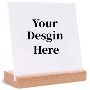 Custom Plaque Sign with Wood Stand Square Plaque Signs Acrylic Personalized Office Desk Home Office Decor Gifts for Men Women 240130