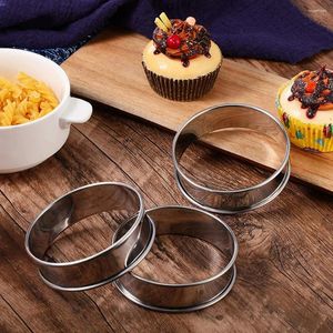 Moldes de cozimento 4 pçs 8cm redondo tart anel inglês muffin anéis de aço inoxidável molde de pastelaria ferramentas de cozimento em casa molde de bolo