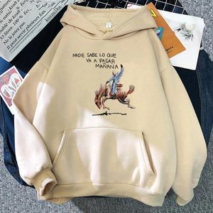 Women's Hoodies Bad Bunny Hoodie Women Aesthetic Nadie Sabe Lo Que Va A Pasar Manana Un Preview Unisex Where She Goes Hooded Sweatshirts