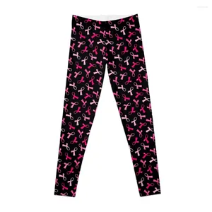 Pantaloni attivi Pretty Multi Pink Leggings con motivo a nastro per cancro al seno Pantaloni sportivi da fitness da donna Collant push up da donna