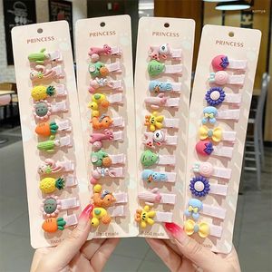 Saç Aksesuarları 10 PCS/SET Kızlar için Sevimli Karikatür Klipler Güzel Meyve Çiçek Saçkopu Barrettes Maşa Çocukları