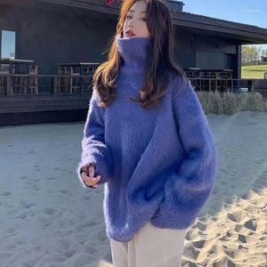 Women's Sweaters Gentle Style Turtleneck Sweater Women Autumn Winter 2024 Warm Thick Knitted Pullover Woman Korean Loose Soft Knit Jumpers