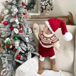 Zestawy odzieży 8207 Ubrania dla niemowląt 2024 Autumn and Winter Girl's Christmas Fashion Modna Dzianin Sweter lub spodnie 0-4year Kid's