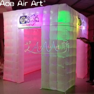 5x5x3.5mH (16.5x16.5x11.5ft) wholesale Cube Inflatable Photo Booth Tent With Colorful Led Lighting For Rental Wedding Party And Event