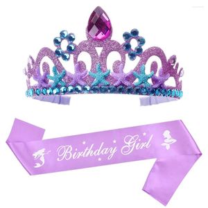 Party Decoration Mermaid Birthday Shoul Slap Crown pannband Starfish Princess Ccean Theme Girl One 1st Hair Accessories