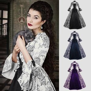 Casual klänningar plus storlek 5xl Women Palace Party Dress Cosplay Renaissance Medieval Flare Sleeve Victorian Formal Gown Pin Up a Line