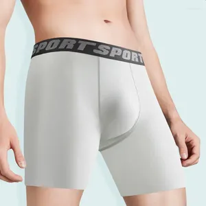 Mutande da uomo Boxer in seta di ghiaccio Senza cuciture Gamba lunga Intimo Pantaloncini da uomo Mutandine traspiranti di grandi dimensioni Sport ad asciugatura rapida