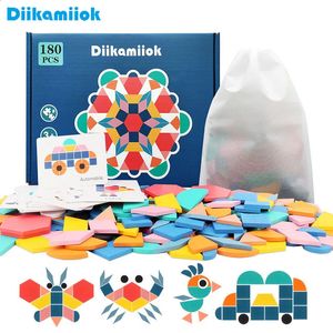 Diikamiiok Puzzle di legno Giochi di puzzle Montessori per bambini Giocattoli educativi per bambini Bordo di forma geometrica Puzzle 3D per regali per bambini 240122