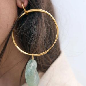 Dangle Earrings ZA Irregular Resin Open Hoop For Women Bohemia Metal Big Circel Drop Earring Factory Round Ear Jewelrys