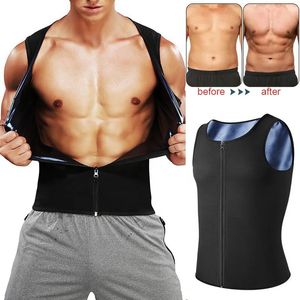 Men Sauna Shaper Vest Thermo Sweat Shapewear Tank Tops Slimming Vest Waist Trainer Gym Fitness Workout Zipper Shirt Fat Burning 240129