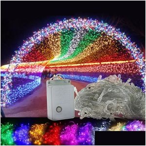 Luzes de cordas LED com controlador Colorf RGB Waterpoof Lâmpadas de decoração ao ar livre 100leds 10m para portas pisos gramíneas árvores de Natal 220 dh0wm