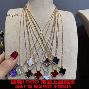 Van Clover Necklace Cleef Four Leaf Clover Neckces Womens Agate Powder Tiger Eye Stone Lucky High Celebrity Live Broadcast