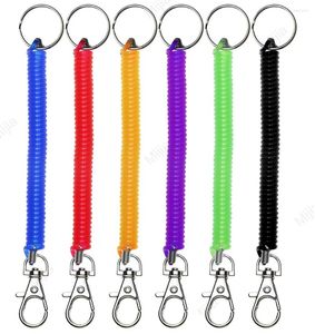 Chaveiros Espiral Retrátil Primavera Bobina Keychain Theftproof Anti Lost Stretch Cord Segurança Chaveiro com fecho de lagosta de metal para chaves