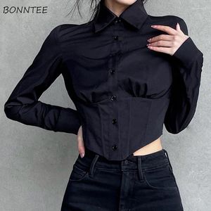 Camicette da donna Camicia Donna Primavera Solido Irregolare Slim Crop Top All-match Office Ladies Temperamento classico Chemise Femme Ulzzang Chic