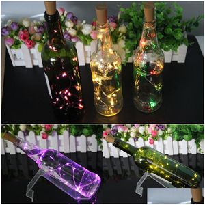 سلاسل LED 2M 20 مصباح الفلين على شكل زجاجة سدادة فاتحة الزجاج النبيذ 1M الأسلاك النحاسية