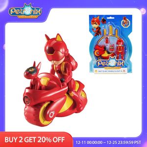 PETRONIX DEFENDERS Figura de ação móvel de 3 polegadas Matts Pet mobile Pup-E -E com mochila de motocicleta transformando brinquedos infantis 240130