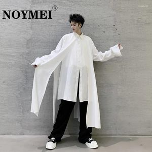 Men's Dress Shirts NOYMEI Dark Medium Length Long Sleeve Shirt Jacket False Tow Pieces All-match Korean Style Niche Fashion 2024 WA466