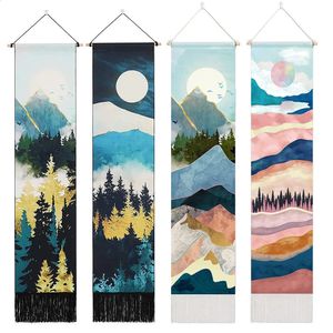 Mountain Tapestry Wall Hanging Forest Trees Art Sunset Nature Landscape for Living Room Home Decor 240127