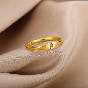 Cluster Ringe Winziger Anfangsbuchstabe für Frauen Edelstahl Dünner Fingerring 2024 Trend A-Z Alphabet Paar Hochzeit Ästhetischer Schmuck