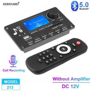 Bluetooth 5.0 MP3 Decoder Board 12V Player Audio med fjärrkontroll FM Radiomodul Support Call Recording TF USB