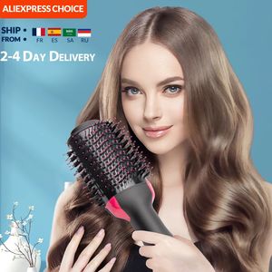 ヘアドライヤーエアブラシスタイラーとボリューマイザーヘアストレートナーカーラーコームローラーワンステップ電気イオンブロードライヤーブラシ240117