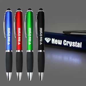 Promotional multi function Light Up pen Custom soft touch screen stylus led Ballpoint Pen 240119