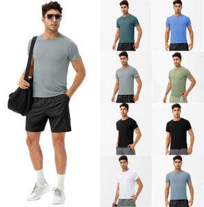 Lu Lemon Running Yoga Outfit Shirts Compression Sports Tights Fitness Gym Soccer Man Jersey Sportswear Quick Dry Sport T- Top Mans Designer T-shirt