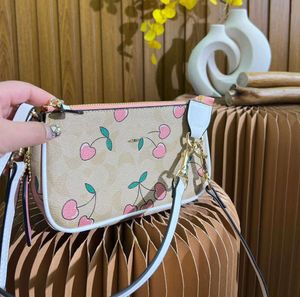 Hot Pink Cherry Print Designer Bag Leather Shoulder Bags C-Letter Underarm Tote Women Fashion Crossbody Designers Handbag Purse