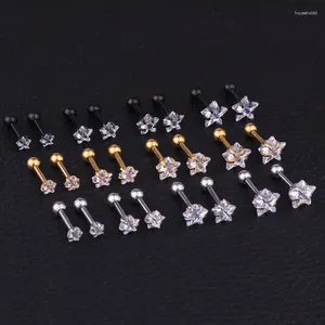 Stud Earrings 316 Stainless Steel Screw-back Star Zircons 3mm To 8mm Classical Style Golden IP Plating No Easy Fade Allergy Free