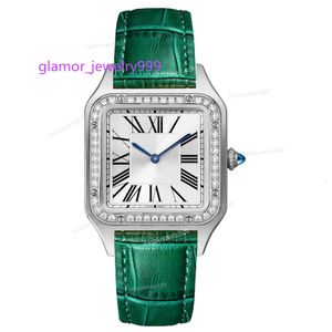 Womens Quartz Movement Cowhide Strap Designer rostfritt stål Ultra-tunna fodral Sapphire Glass Waterproofstylish Diamond Set Watch