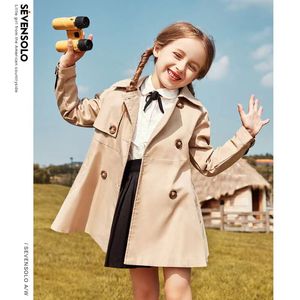 Girl Clote Designer Fashion Kids Outfits Tench Coats Spring Dress Dress Toddler Girls Autumn Setts Coat Coat 90-140 cm