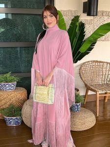 Abbigliamento etnico Eid Ramadan Abaya musulmano per le donne Abito in raso setoso Nappa Lanterna saudita Scialle con maniche Abiti Jalabiya Dubai Caftano
