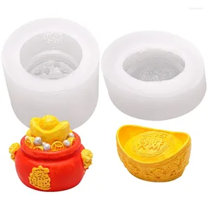 Baking Moulds Silicone Soap Molds Treasure Bowl/Gold Ingot Shaped Handmade Mould A0KF