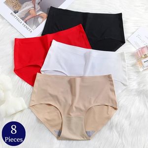 Women's Panties TrowBridge 8PCS Set Silk Satin Seamless Woman Underwear Comfortable Briefs Skin-Friendly Lingerie Big Size Panty