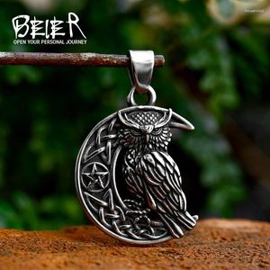 Pendant Necklaces BEIER 2024 Style 316L Stainless Steel Viking Owl Moon Biker Party Punk Men's Jewelry Necklace Wholesale