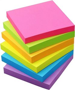 Sticky Notes 3x3 in 6 Pads Bright Colored Super Self 100 SheetsPad Easy to Post for School Office Supplies 240119