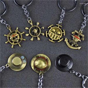 Chaveiros Vendendo DIY Handmade Keyfob Metal Japão Desenhos Animados Uma Peça Mokey D Luffy Chapéu Leme Zoro Nami Usopp Sanji Chopper