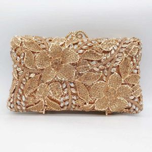 New Flower Diamond Dinner Bag Banquet Water Diamond Handheld Women's Bag Bridal Wedding Bag Clutch Bag 240203