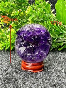 Dekorativa figurer Naturliga Amethyst Brazilian Crystal Cave Quartz Cluster Therapy Reiki Öppnar leende boll Lucky Fortune Prayer Feng Shui