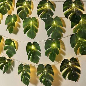 Stringhe Piante artificiali Luci a LED a LED Monstera Green Leaf Light Lampada ghirlanda natalizia USB/a batteria per decorazioni per feste