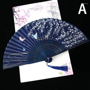 Decorative Figurines Chinese Japanese Style Silk Fan Folding Wedding Art Gifts Dance Hand Vintage Bamboo Flower