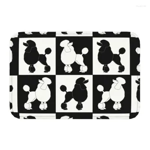 Carpets Checkered Poodles Door Floor Kitchen Bath Mat Anti-Slip Outdoor Dog Printing Doormat Balcony Entrance Rug Living Room Carpet