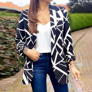 Blazer Women Stylish Floral Print Blazer Jacket Coatwomen with Mandarin Collar for Elegant Workwear AST585282