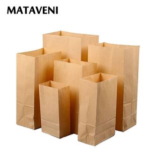 100pcs Kraft Paper Bag Bags Candy Cookie Bread Nuts Bag for Biscuits Snack Baking Package Supplies T200115235V