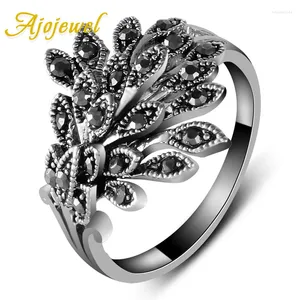 Pierścienie klastra AjoJewel Vintage Phoenix for Women Red/Green/Black Cz Animal Jewelry Bijoux Cute Dift