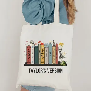 Depolama Çantaları Taylor'ın versiyonu Tote Çanta Müzik İlham Floral Albüm Baskı Tuval Eras Tour Anti Hero Sevimli Seyahat Moda Çantası